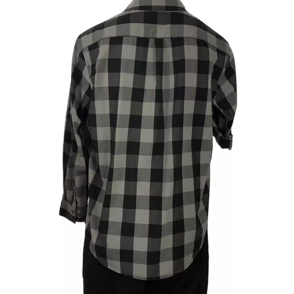 SHIRT Spring+Mercer Men’s Sz L Plaid Black Gray Long Sleeve Button Daw - Picture 3 of 10